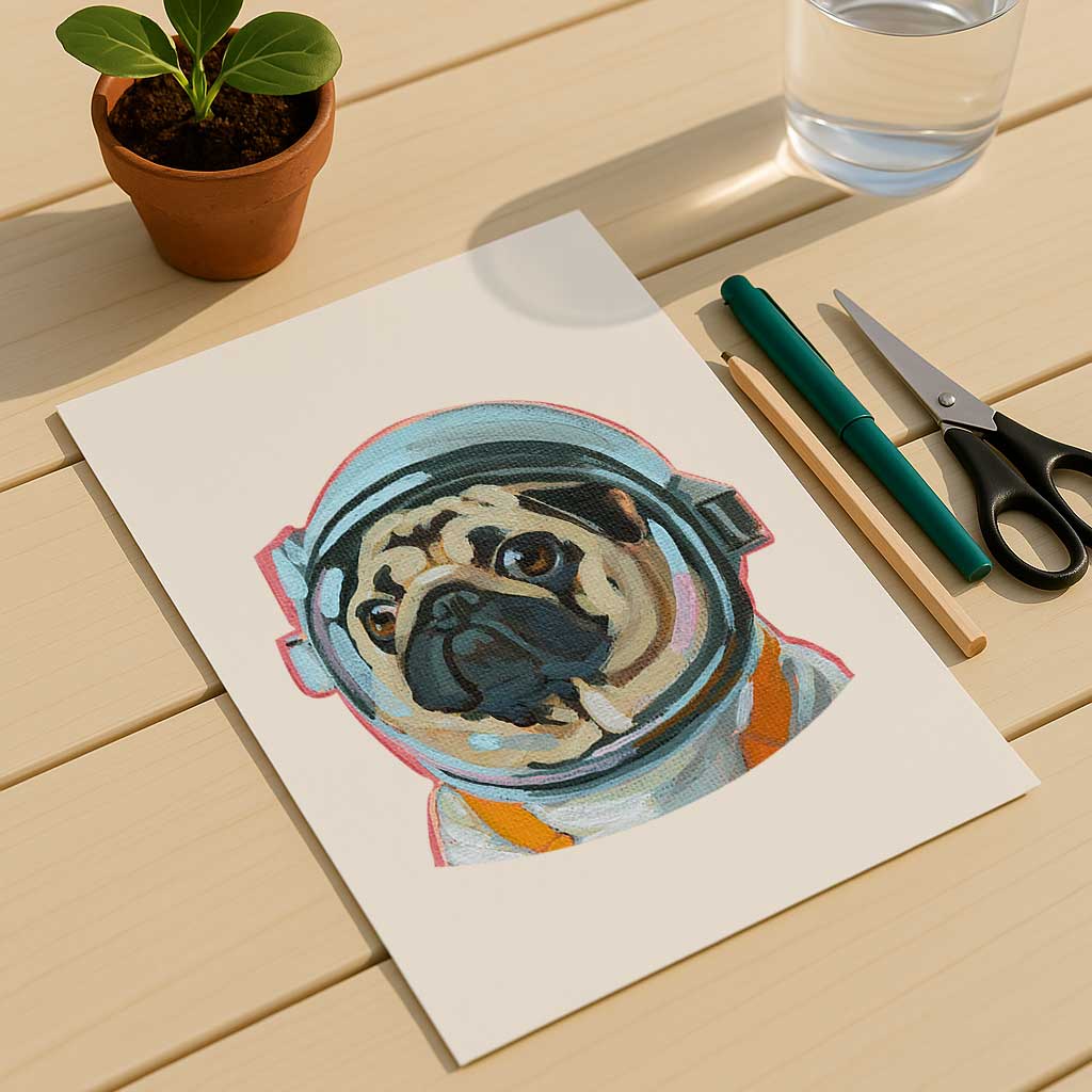 Clipart, Space Pug, with and without saying, Instant Download