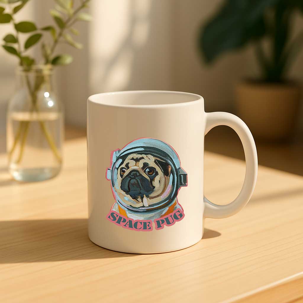 Clipart, Space Pug, with and without saying, Instant Download