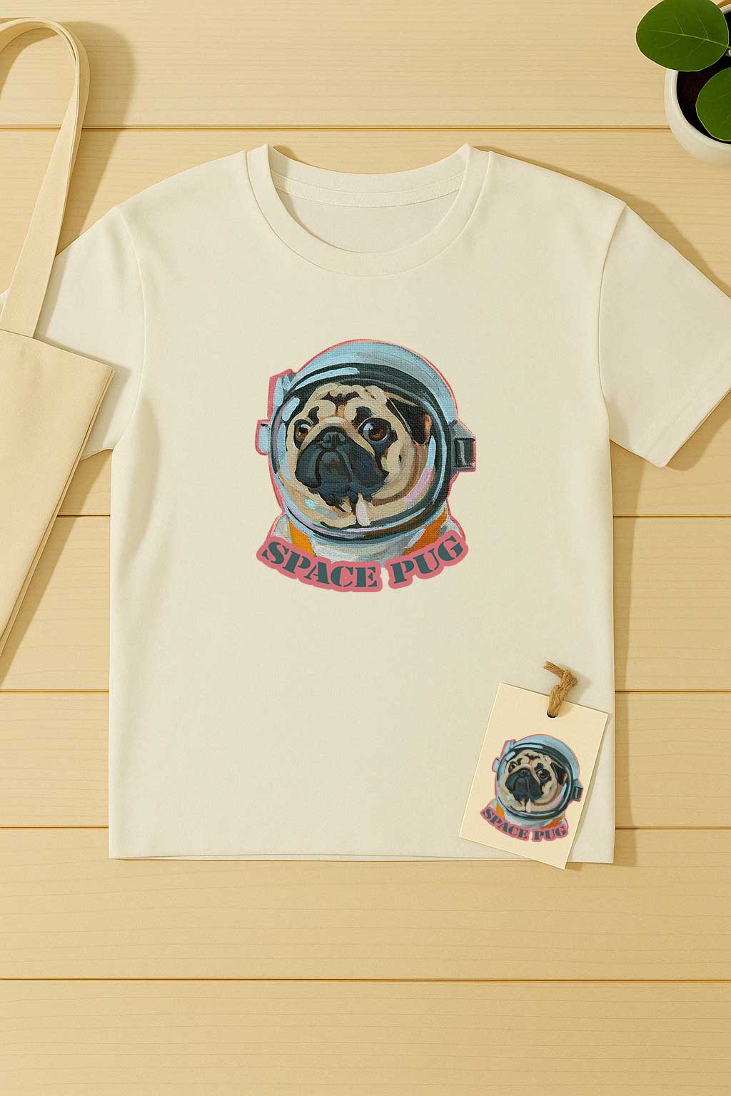Clipart, Space Pug, with and without saying, Instant Download