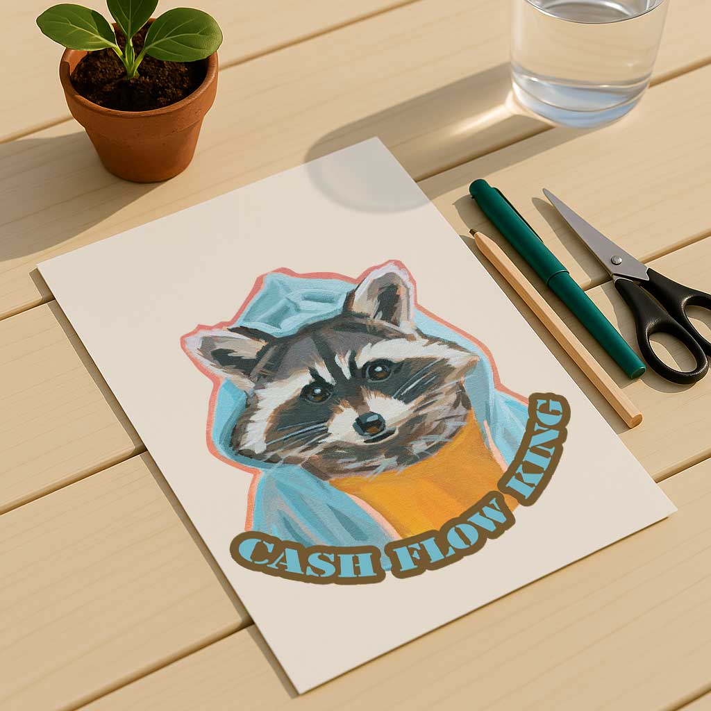 Clipart, raccoon, with and without saying, instant download