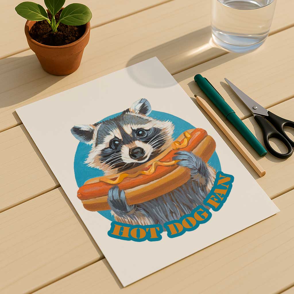 Clipart, raccoon, with and without saying, instant download