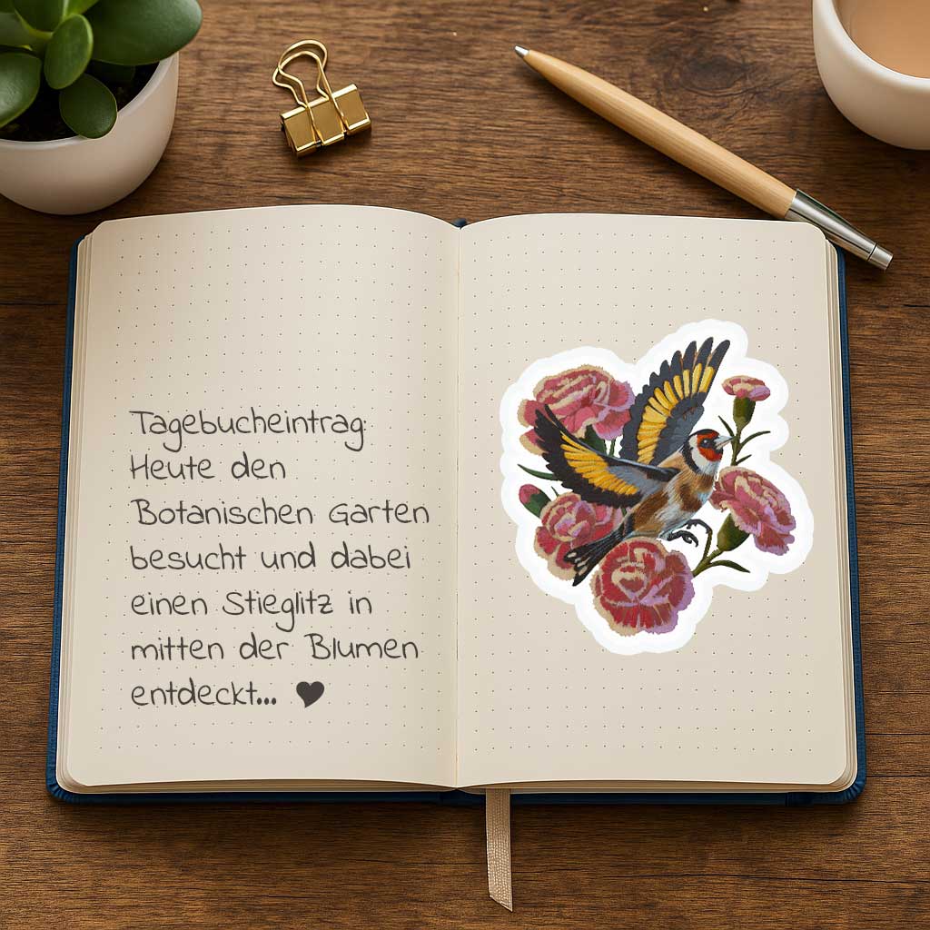 Clipart, Goldfinch with Flowers, Instant Download