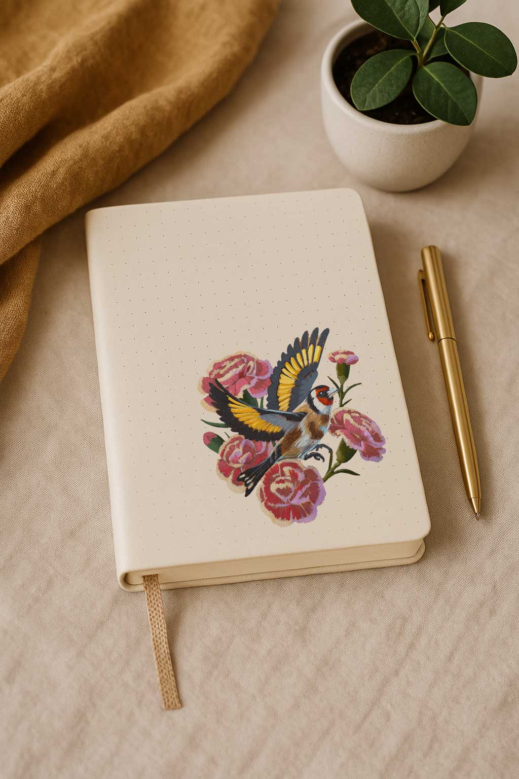 Clipart, Goldfinch with Flowers, Instant Download