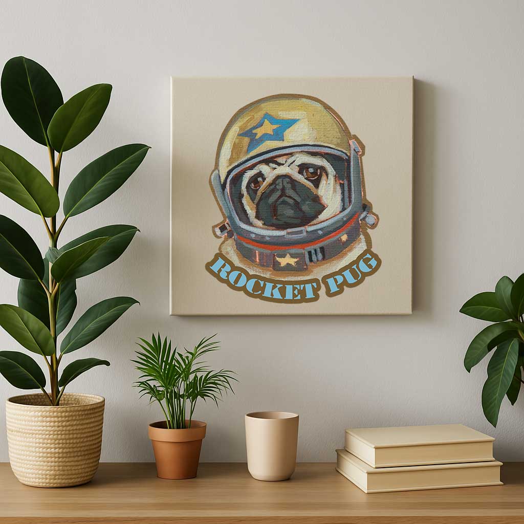Clipart, Rocket Pug, with and without saying, instant download