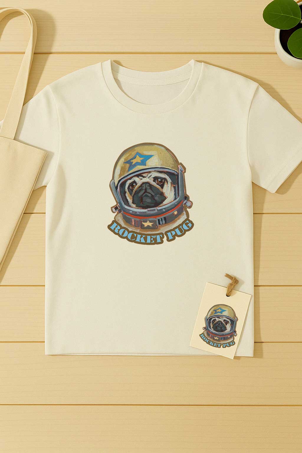 Clipart, Rocket Pug, with and without saying, instant download