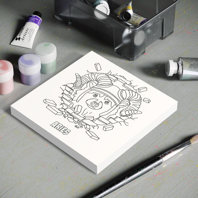 Coloring page on canvas, zodiac sign Aries
