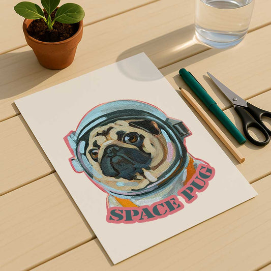 Clipart, Space Pug, with and without saying, Instant Download