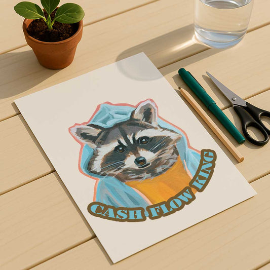 Clipart, raccoon, with and without saying, instant download
