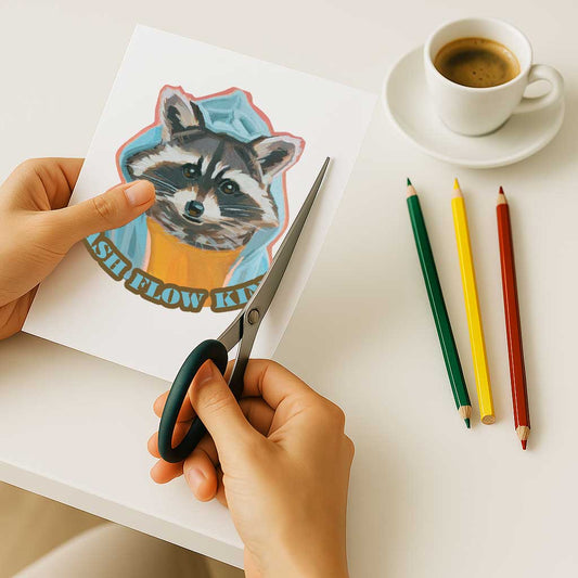 Clipart, raccoon, with and without saying, instant download