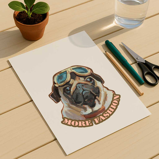 Clipart, Fashion Pug, with and without saying, Instant Download