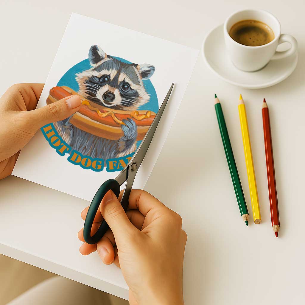 Clipart, raccoon, with and without saying, instant download