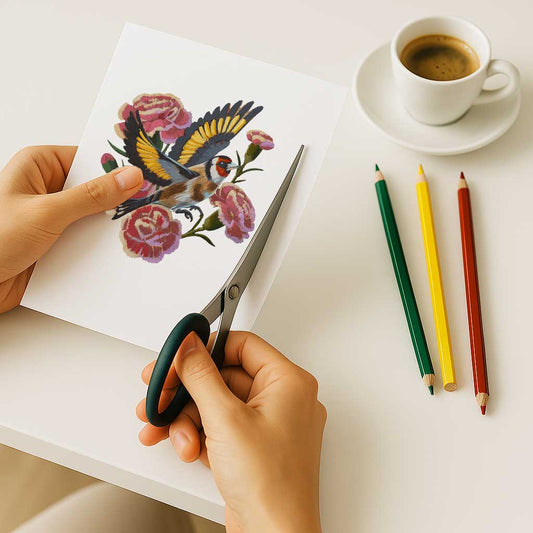 Clipart, Goldfinch with Flowers, Instant Download