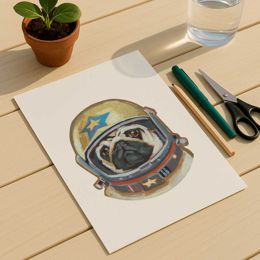 Clipart, Rocket Pug, with and without saying, instant download