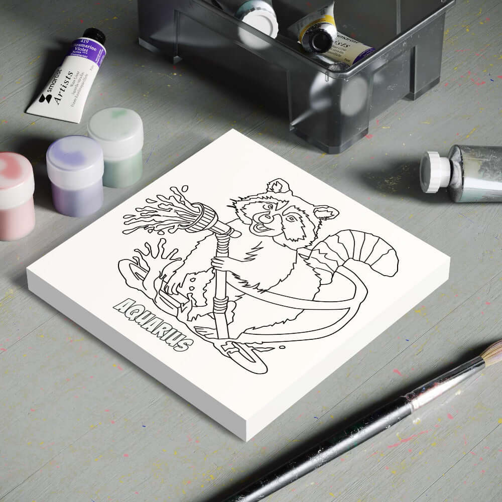 Coloring page on canvas, zodiac sign Aquarius